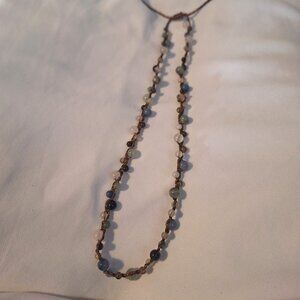 Vintage Multi Gemstone Bead Woven Adjustable Necklace